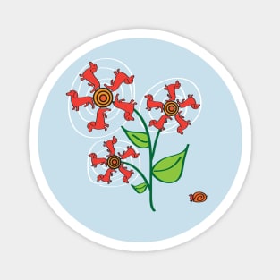 Doxie Flower - Weiner Dog - Dachshund Dog Magnet